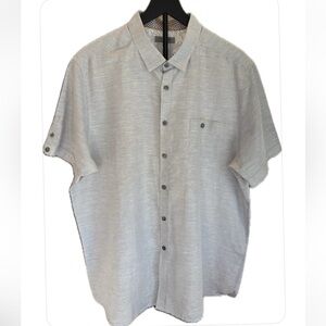 Ted Baker London NWOT Linen Blend Short Sleeves Lt Blue/White Stripes XL